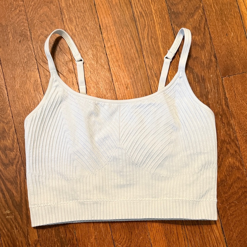 Aerie White Ribbed Workout Top